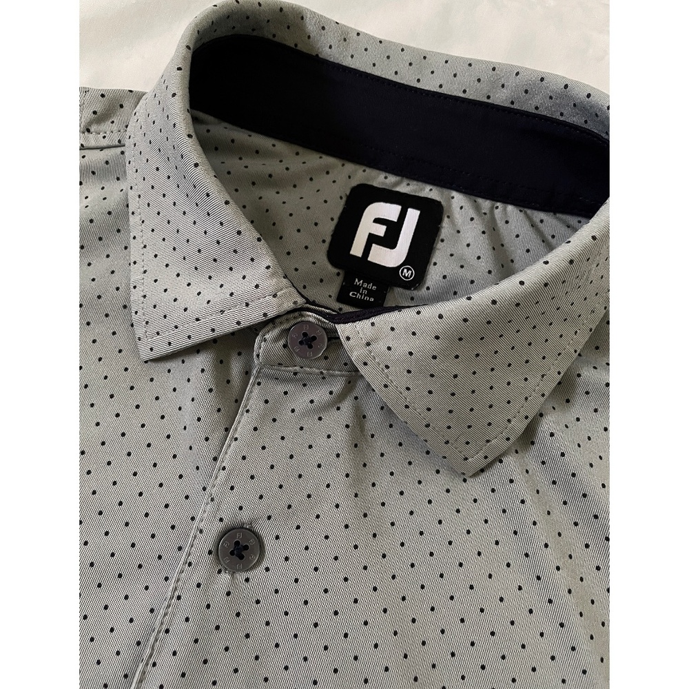 FootJoy Performance Golf Polo Polka Dots Short Sleeve Stretch Shirt Med